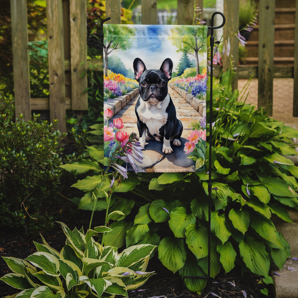 French Bulldog Spring Path Garden Flag Mailbox Decorative Yard Banner Outside Patio Artwork for Flower Beds, Garden Size, Multicolor