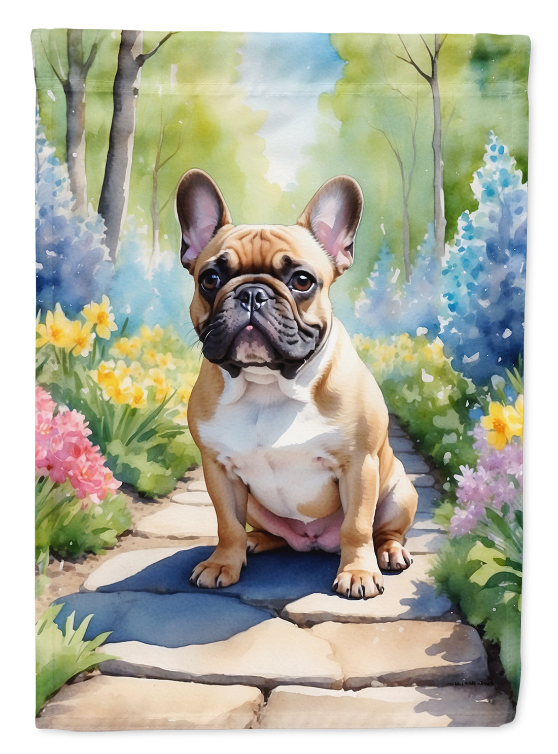 French Bulldog Spring Path Garden Flag Mailbox Decorative Yard Banner Outside Patio Artwork for Flower Beds, Garden Size, Multicolor