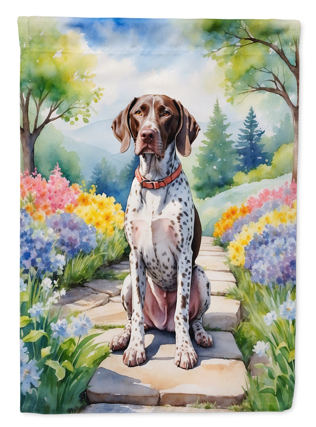 German Shorthaired Pointer Spring Path Garden Flag Mailbox Decorative Yard Banner Outside Patio Artwork for Flower Beds, Garden Size, Multicolor