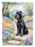 Giant Schnauzer Spring Path House Flag 28x40 Porch Sleeve Pole Decorative Outside Yard Banner Artwork Wall Hanging, Polyester