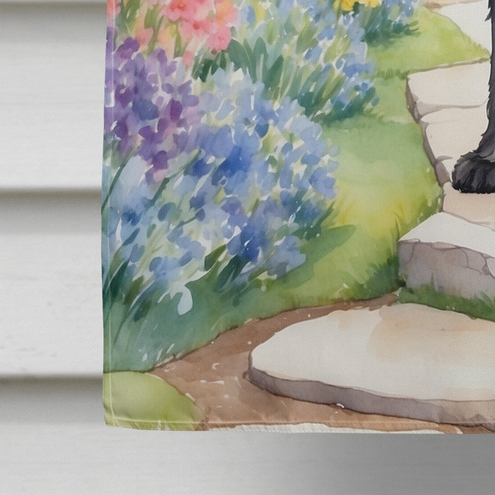 Giant Schnauzer Spring Path House Flag 28x40 Porch Sleeve Pole Decorative Outside Yard Banner Artwork Wall Hanging, Polyester