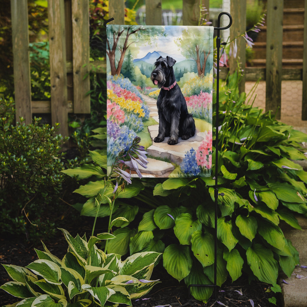 Giant Schnauzer Spring Path Garden Flag Mailbox Decorative Yard Banner Outside Patio Artwork for Flower Beds, Garden Size, Multicolor