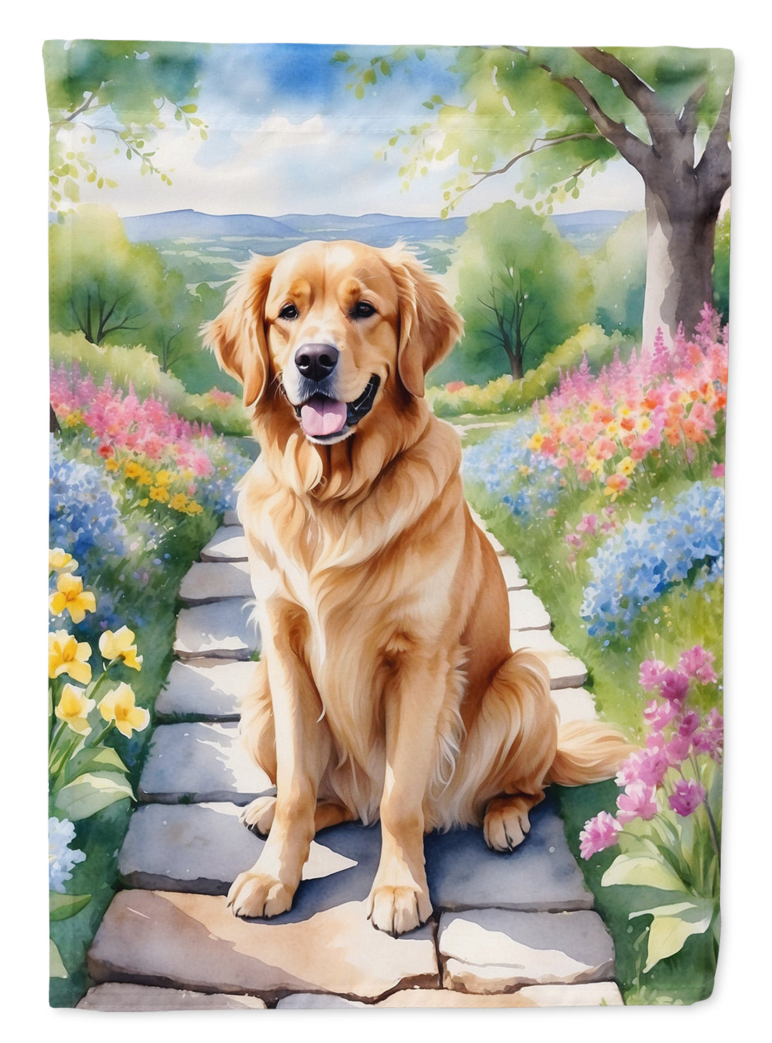 Golden Retriever Spring Path Garden Flag Mailbox Decorative Yard Banner Outside Patio Artwork for Flower Beds, Garden Size, Multicolor