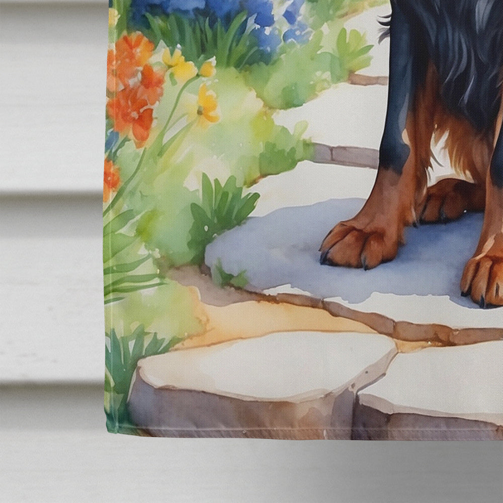 Gordon Setter Spring Path House Flag 28x40 Porch Sleeve Pole Decorative Outside Yard Banner Artwork Wall Hanging, Polyester