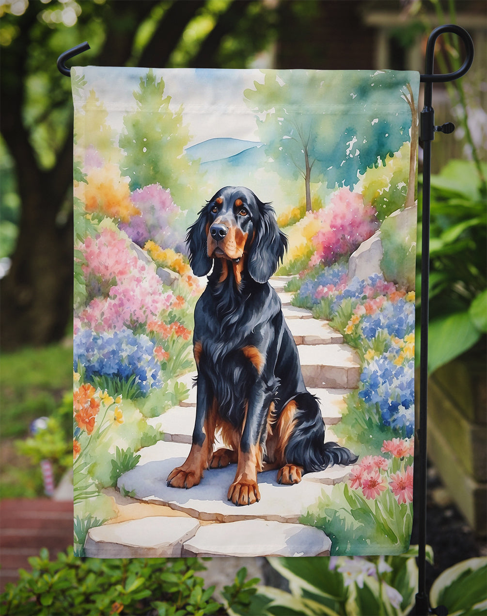 Gordon Setter Spring Path Garden Flag Mailbox Decorative Yard Banner Outside Patio Artwork for Flower Beds, Garden Size, Multicolor