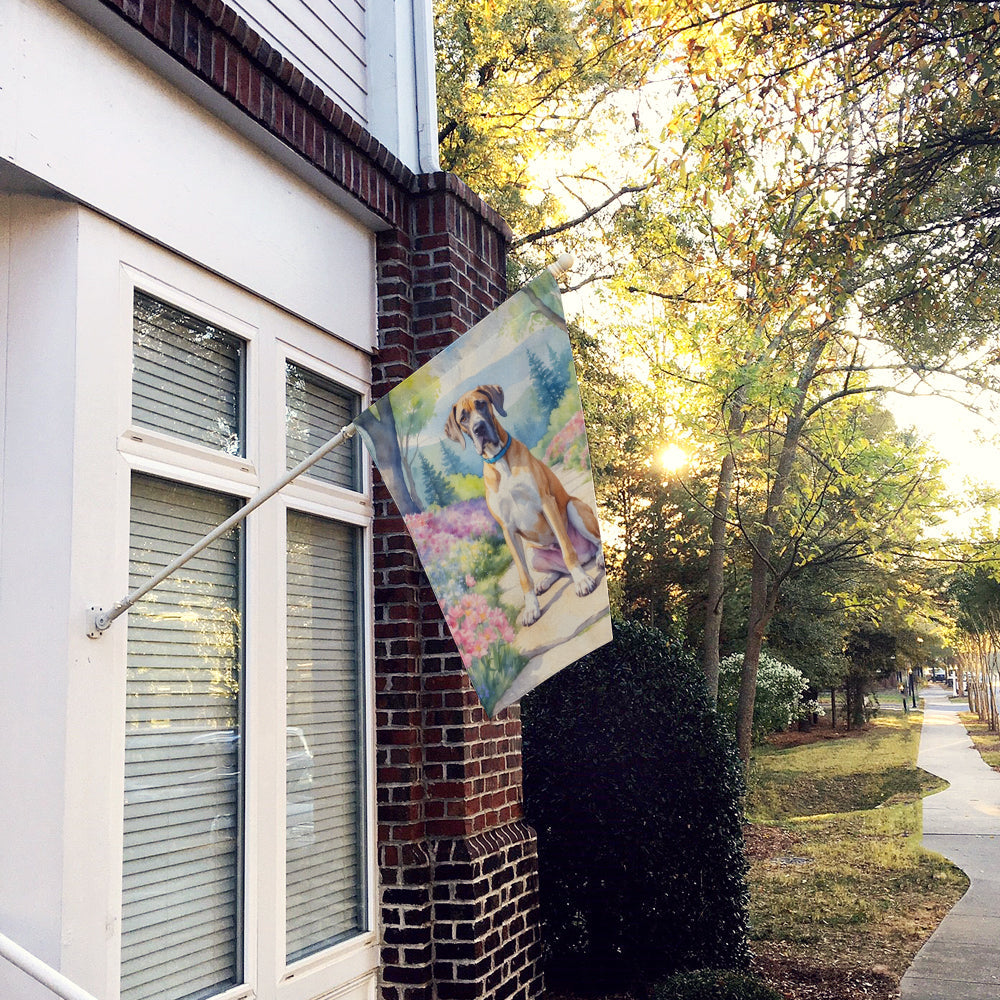 Great Dane Spring Path House Flag 28x40 Porch Sleeve Pole Decorative Outside Yard Banner Artwork Wall Hanging, Polyester