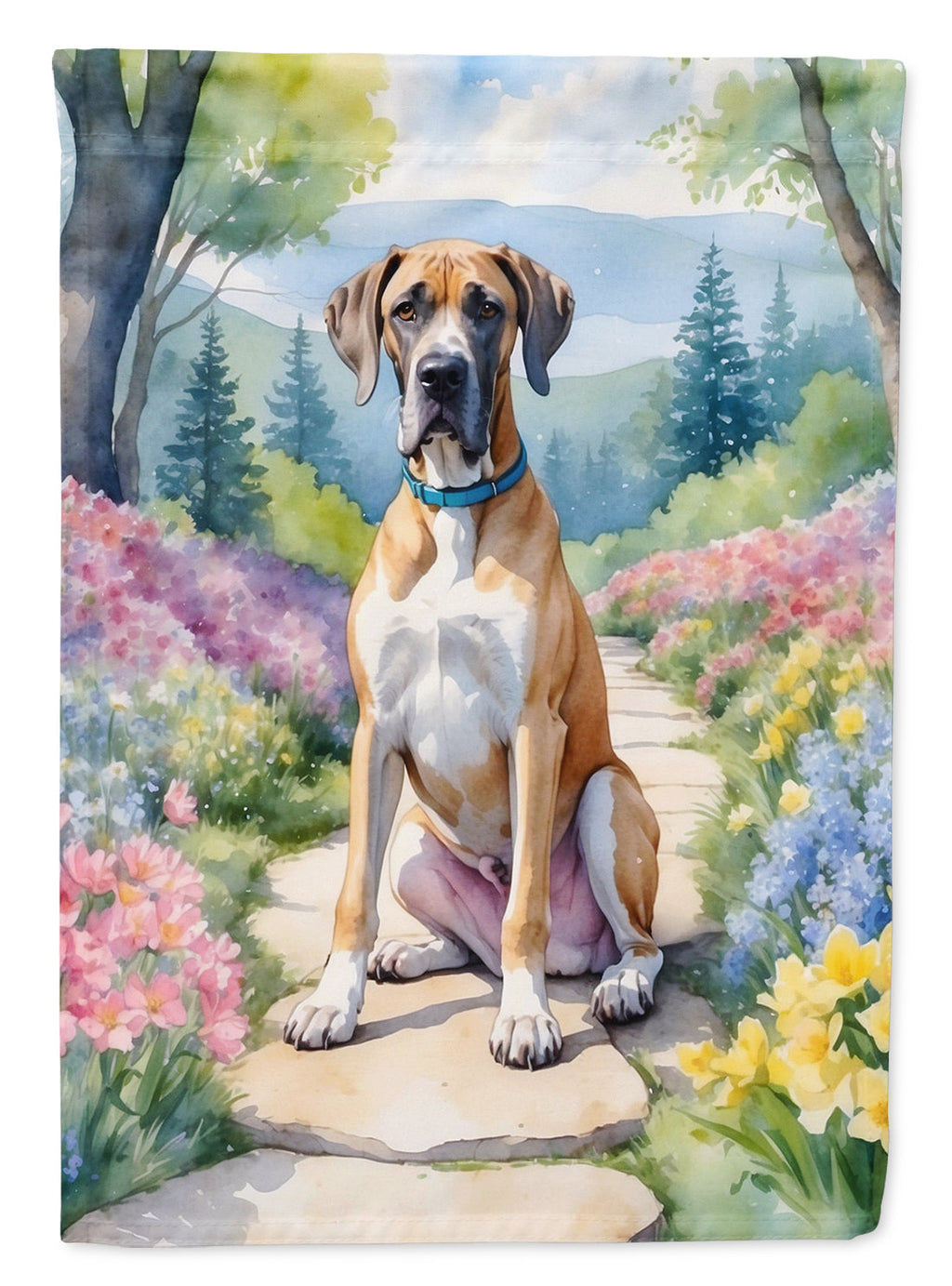 Great Dane Spring Path Garden Flag Mailbox Decorative Yard Banner Outside Patio Artwork for Flower Beds, Garden Size, Multicolor