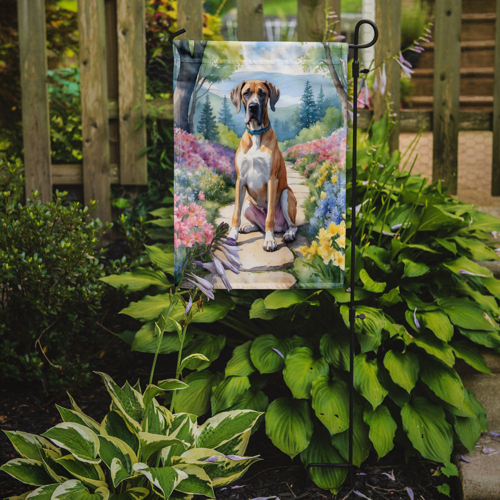 Great Dane Spring Path Garden Flag Mailbox Decorative Yard Banner Outside Patio Artwork for Flower Beds, Garden Size, Multicolor