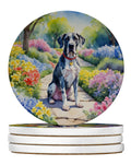 Great Dane Spring Path Large Sandstone Coasters Pack of 4 Absorbent Round Coasters Decor Gifts for Men or Women, 4 in, Multicolor