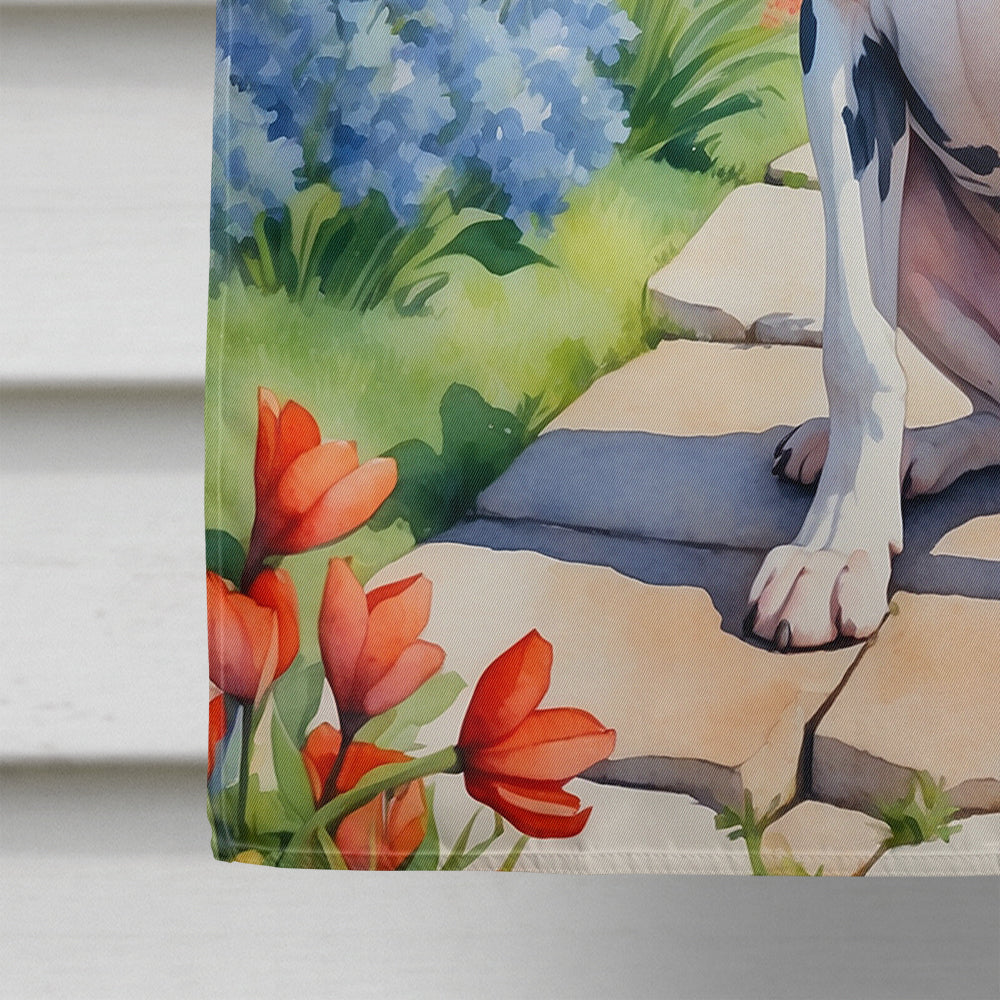 Great Dane Spring Path House Flag 28x40 Porch Sleeve Pole Decorative Outside Yard Banner Artwork Wall Hanging, Polyester