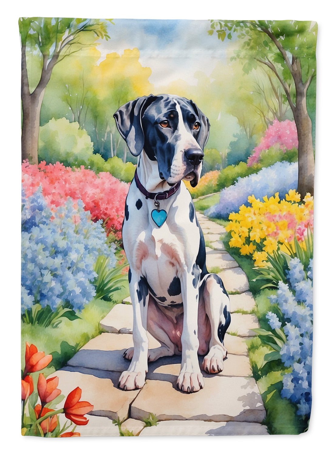 Great Dane Spring Path Garden Flag Mailbox Decorative Yard Banner Outside Patio Artwork for Flower Beds, Garden Size, Multicolor