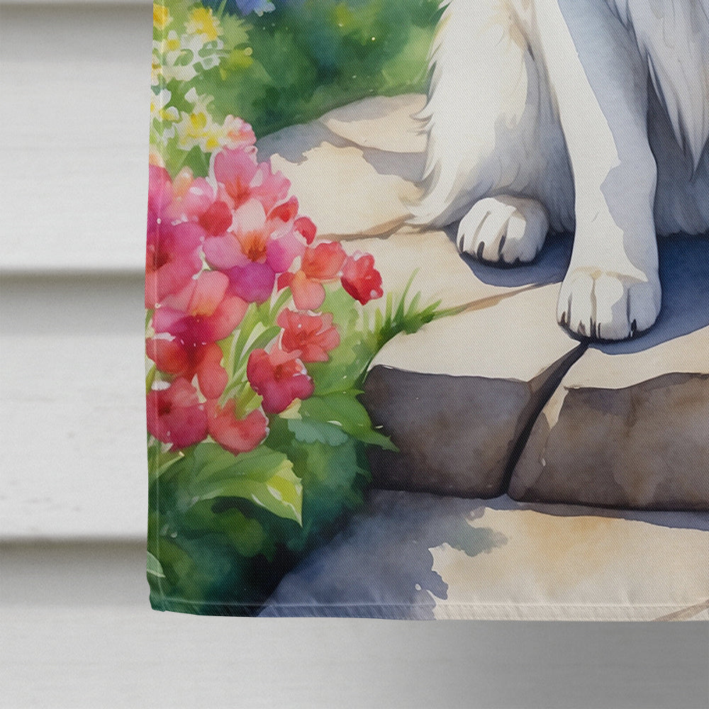 Great Pyrenees Spring Path House Flag 28x40 Porch Sleeve Pole Decorative Outside Yard Banner Artwork Wall Hanging, Polyester