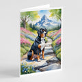 Greater Swiss Mountain Dog Spring Path Greeting Cards Pack of 8 Blank Cards with Envelopes Whimsical A7 Size 5x7