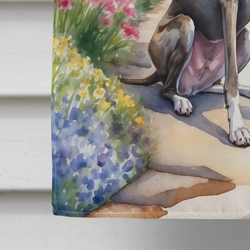Greyhound Spring Path House Flag 28x40 Porch Sleeve Pole Decorative Outside Yard Banner Artwork Wall Hanging, Polyester