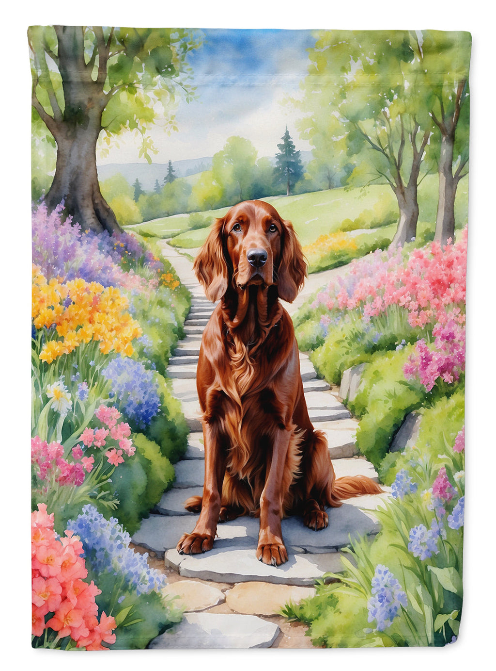 Irish Setter Spring Path Garden Flag Mailbox Decorative Yard Banner Outside Patio Artwork for Flower Beds, Garden Size, Multicolor