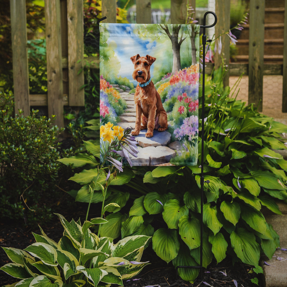 Irish Terrier Spring Path Garden Flag Mailbox Decorative Yard Banner Outside Patio Artwork for Flower Beds, Garden Size, Multicolor