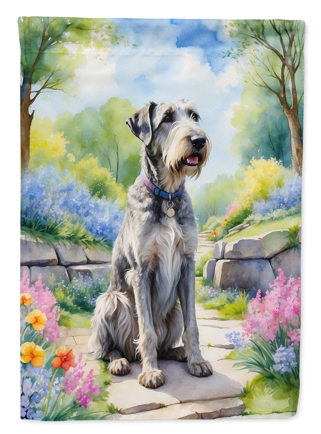 Irish Wolfhound Spring Path Garden Flag Mailbox Decorative Yard Banner Outside Patio Artwork for Flower Beds, Garden Size, Multicolor