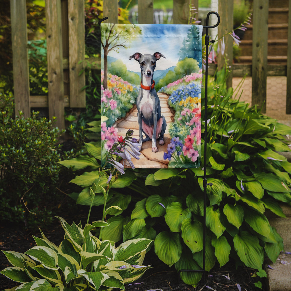 Italian Greyhound Spring Path Garden Flag Mailbox Decorative Yard Banner Outside Patio Artwork for Flower Beds, Garden Size, Multicolor