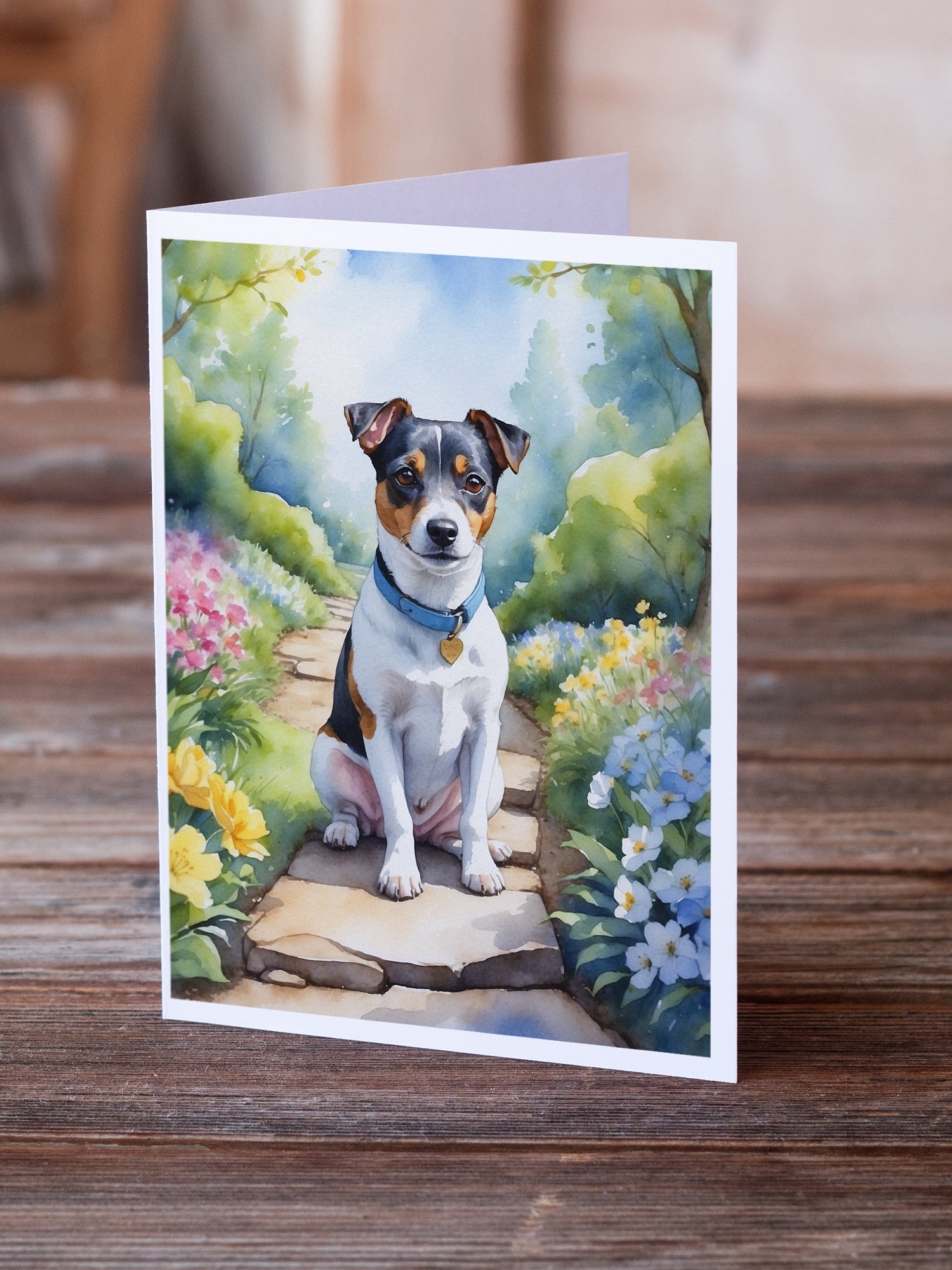 Jack Russell Terrier Spring Path Greeting Cards Pack of 8 Blank Cards with Envelopes Whimsical A7 Size 5x7