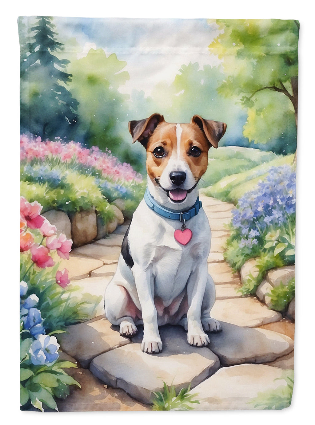 Jack Russell Terrier Spring Path Garden Flag Mailbox Decorative Yard Banner Outside Patio Artwork for Flower Beds, Garden Size, Multicolor