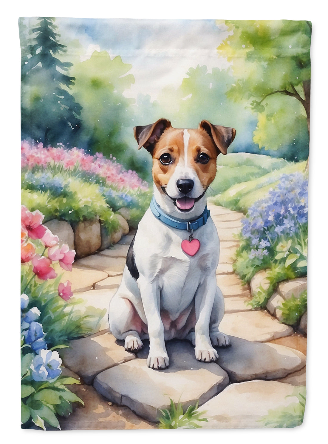 Jack Russell Terrier Spring Path Garden Flag Mailbox Decorative Yard Banner Outside Patio Artwork for Flower Beds, Garden Size, Multicolor