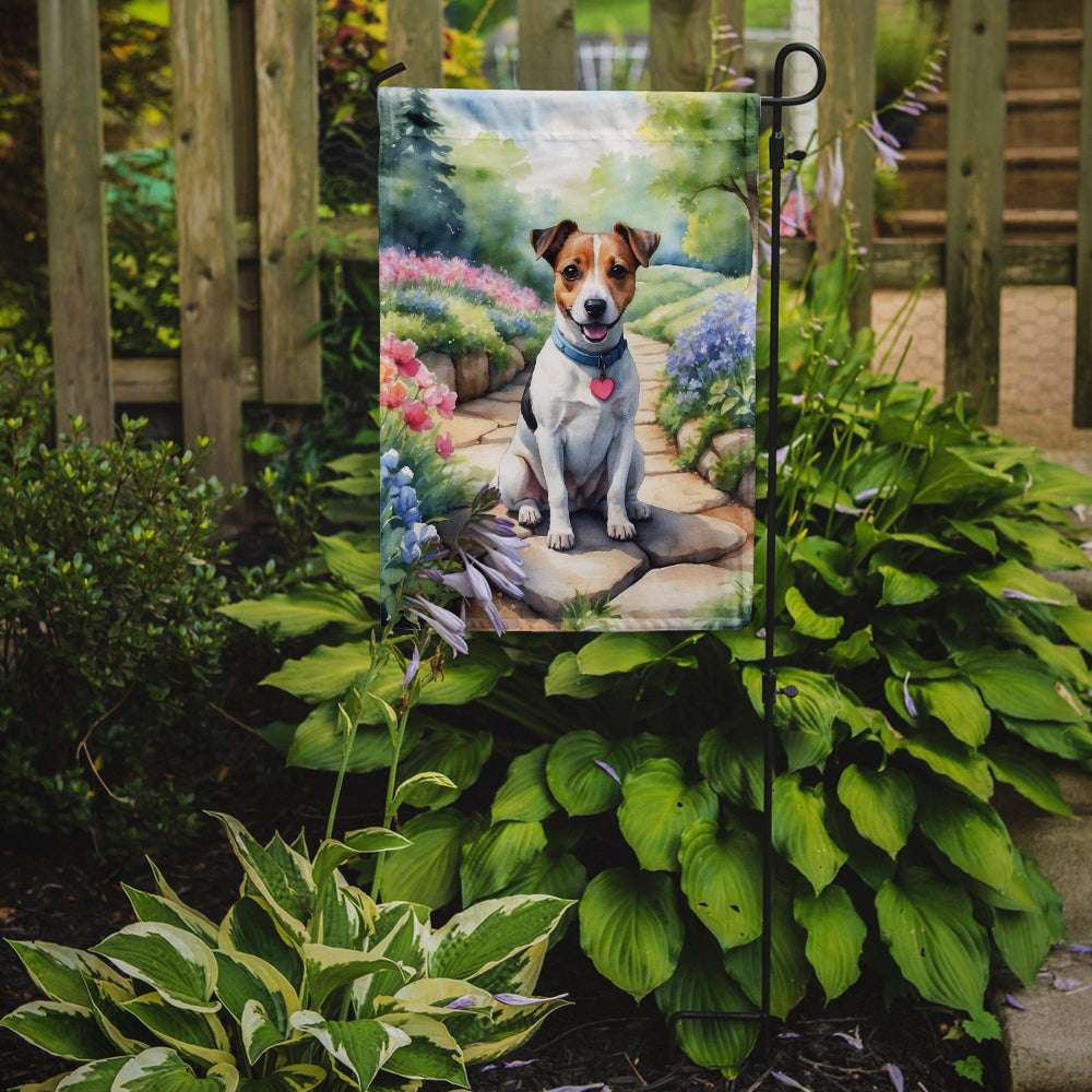 Jack Russell Terrier Spring Path Garden Flag Mailbox Decorative Yard Banner Outside Patio Artwork for Flower Beds, Garden Size, Multicolor