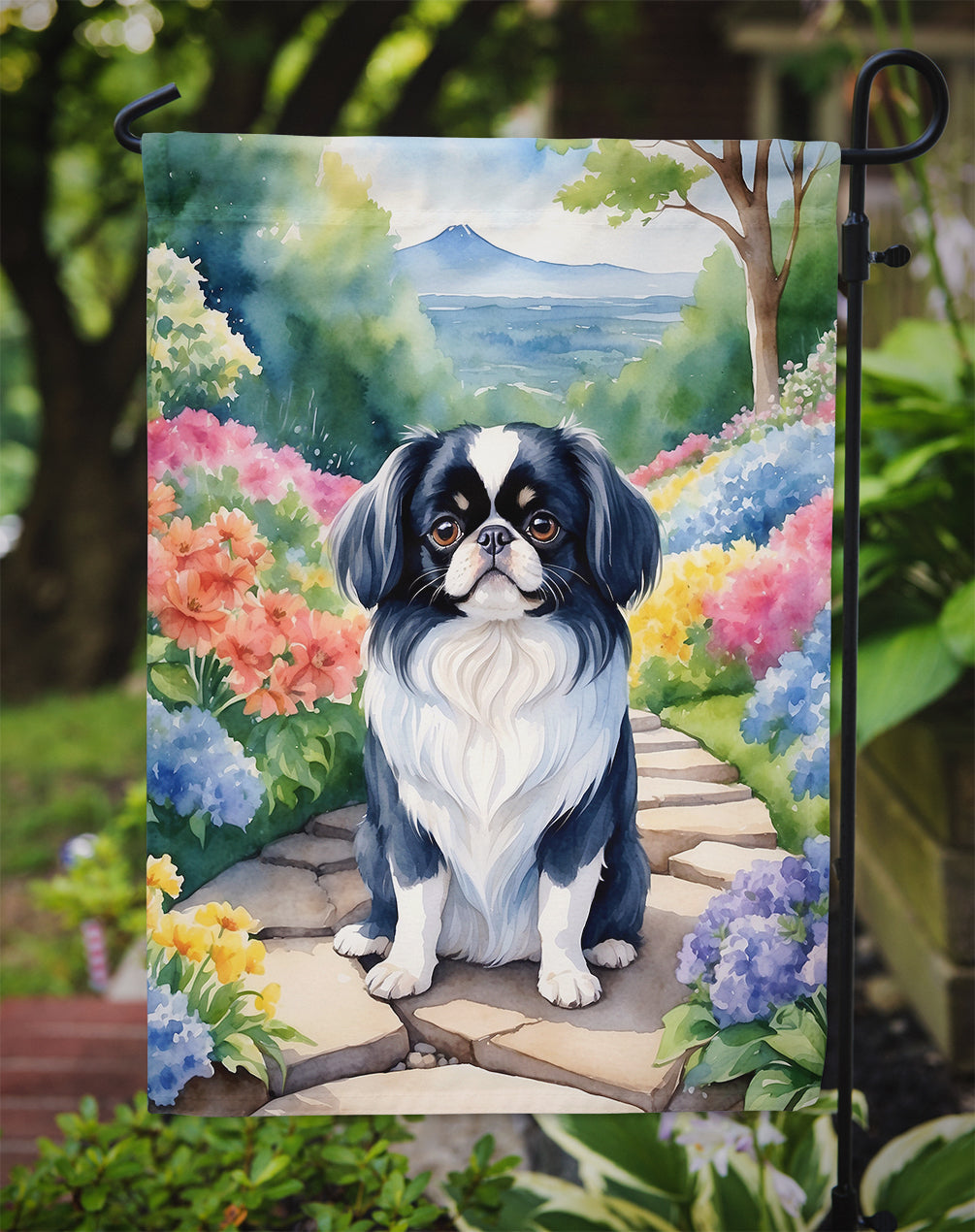 Japanese Chin Spring Path Garden Flag Mailbox Decorative Yard Banner Outside Patio Artwork for Flower Beds, Garden Size, Multicolor