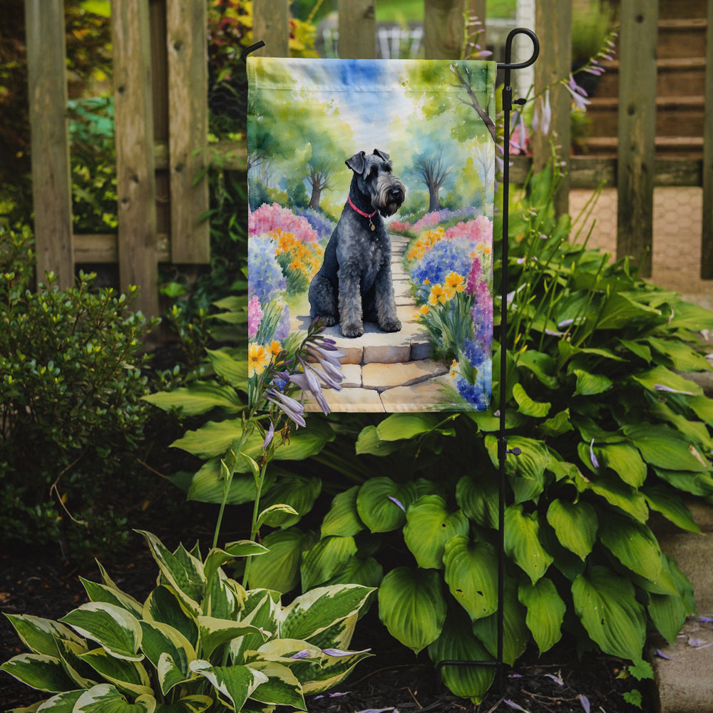 Kerry Blue Terrier Spring Path Garden Flag Mailbox Decorative Yard Banner Outside Patio Artwork for Flower Beds, Garden Size, Multicolor