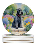 Kerry Blue Terrier Spring Path Large Sandstone Coasters Pack of 4 Absorbent Round Coasters Decor Gifts for Men or Women, 4 in, Multicolor