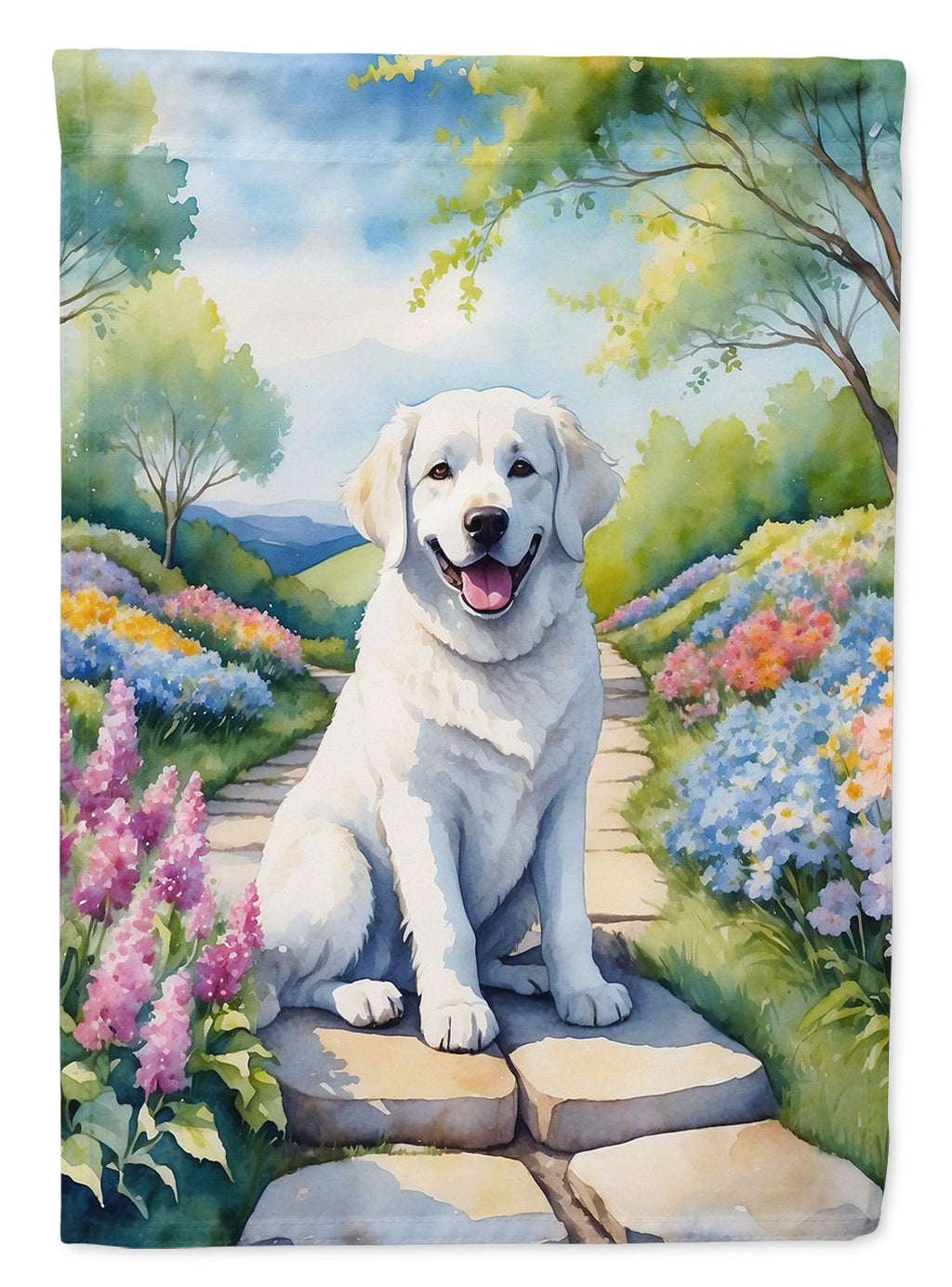Kuvasz Spring Path Garden Flag Mailbox Decorative Yard Banner Outside Patio Artwork for Flower Beds, Garden Size, Multicolor