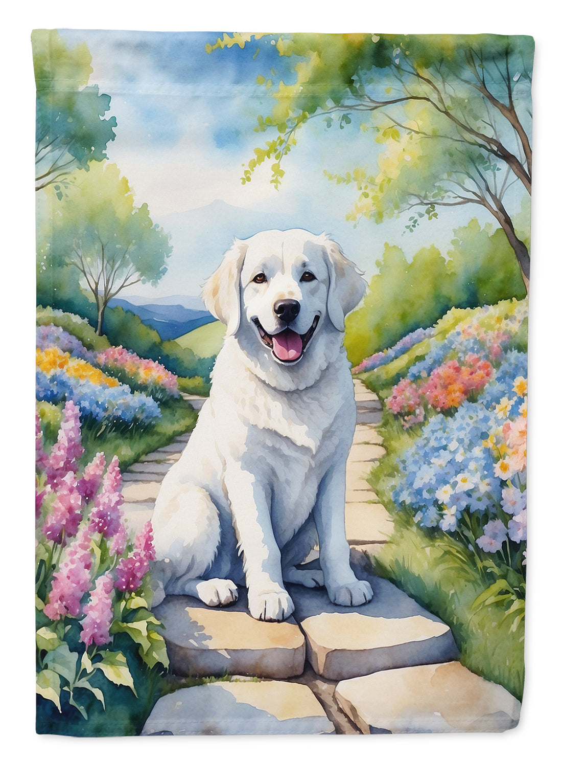Kuvasz Spring Path Garden Flag Mailbox Decorative Yard Banner Outside Patio Artwork for Flower Beds, Garden Size, Multicolor