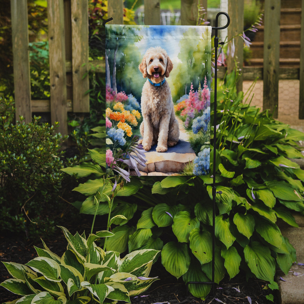 Labradoodle Spring Path Garden Flag Mailbox Decorative Yard Banner Outside Patio Artwork for Flower Beds, Garden Size, Multicolor