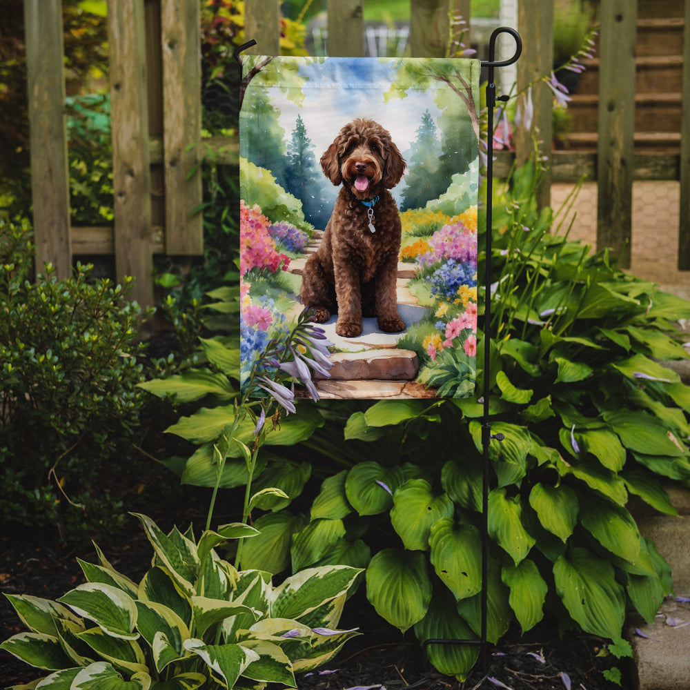 Labradoodle Spring Path Garden Flag Mailbox Decorative Yard Banner Outside Patio Artwork for Flower Beds, Garden Size, Multicolor