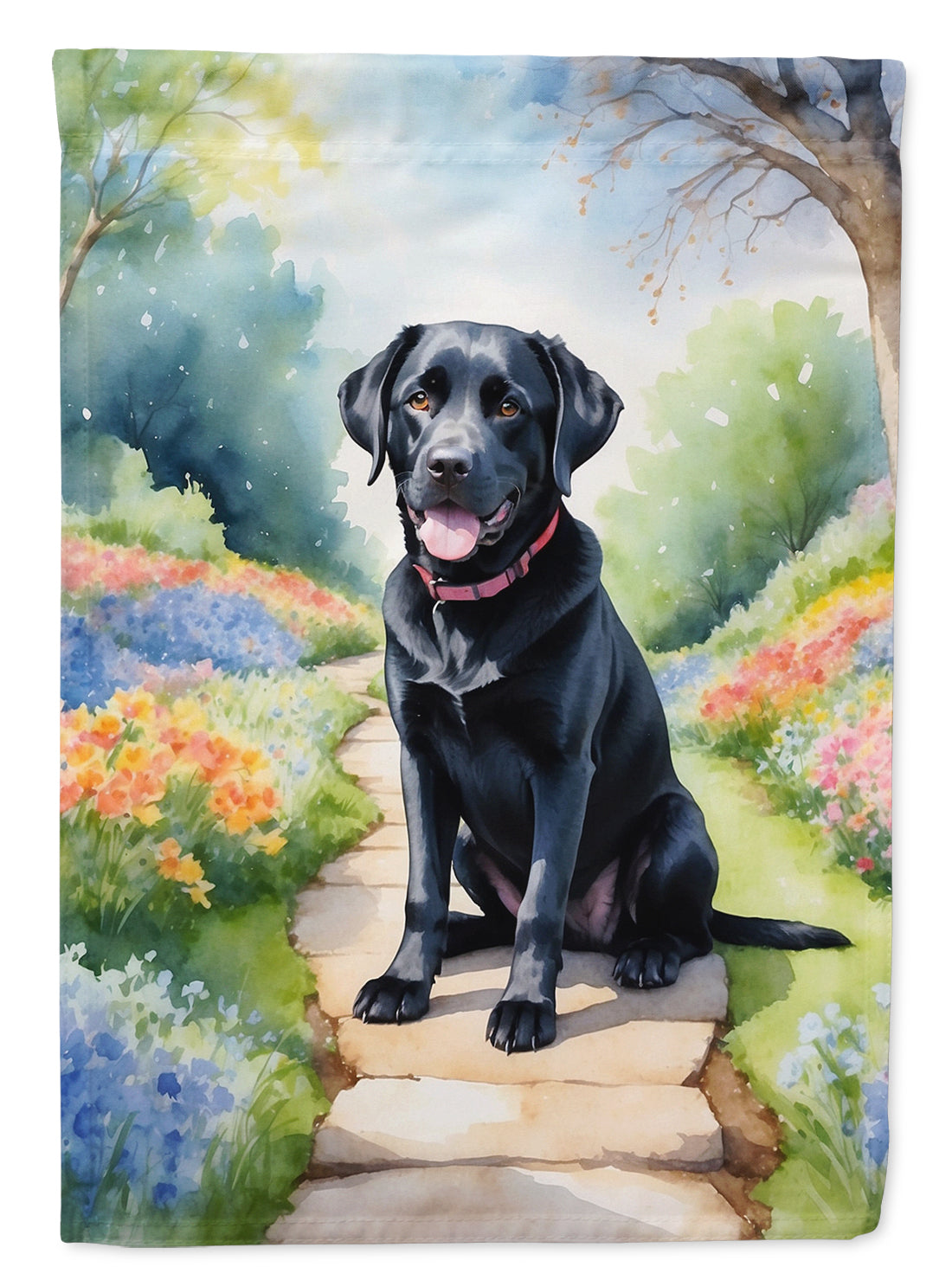 Labrador Retriever Spring Path Garden Flag Mailbox Decorative Yard Banner Outside Patio Artwork for Flower Beds, Garden Size, Multicolor