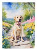 Labrador Retriever Spring Path House Flag 28x40 Porch Sleeve Pole Decorative Outside Yard Banner Artwork Wall Hanging, Polyester