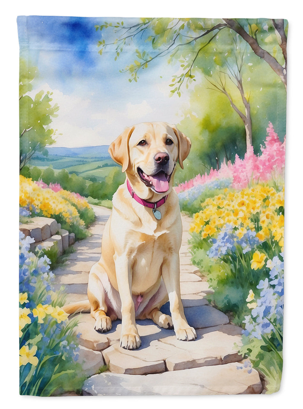 Labrador Retriever Spring Path Garden Flag Mailbox Decorative Yard Banner Outside Patio Artwork for Flower Beds, Garden Size, Multicolor