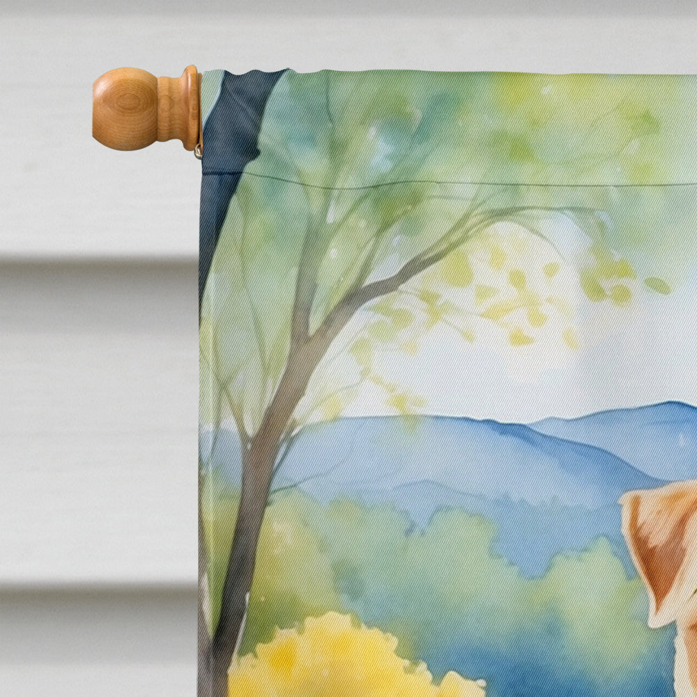 Lakeland Terrier Spring Path House Flag 28x40 Porch Sleeve Pole Decorative Outside Yard Banner Artwork Wall Hanging, Polyester