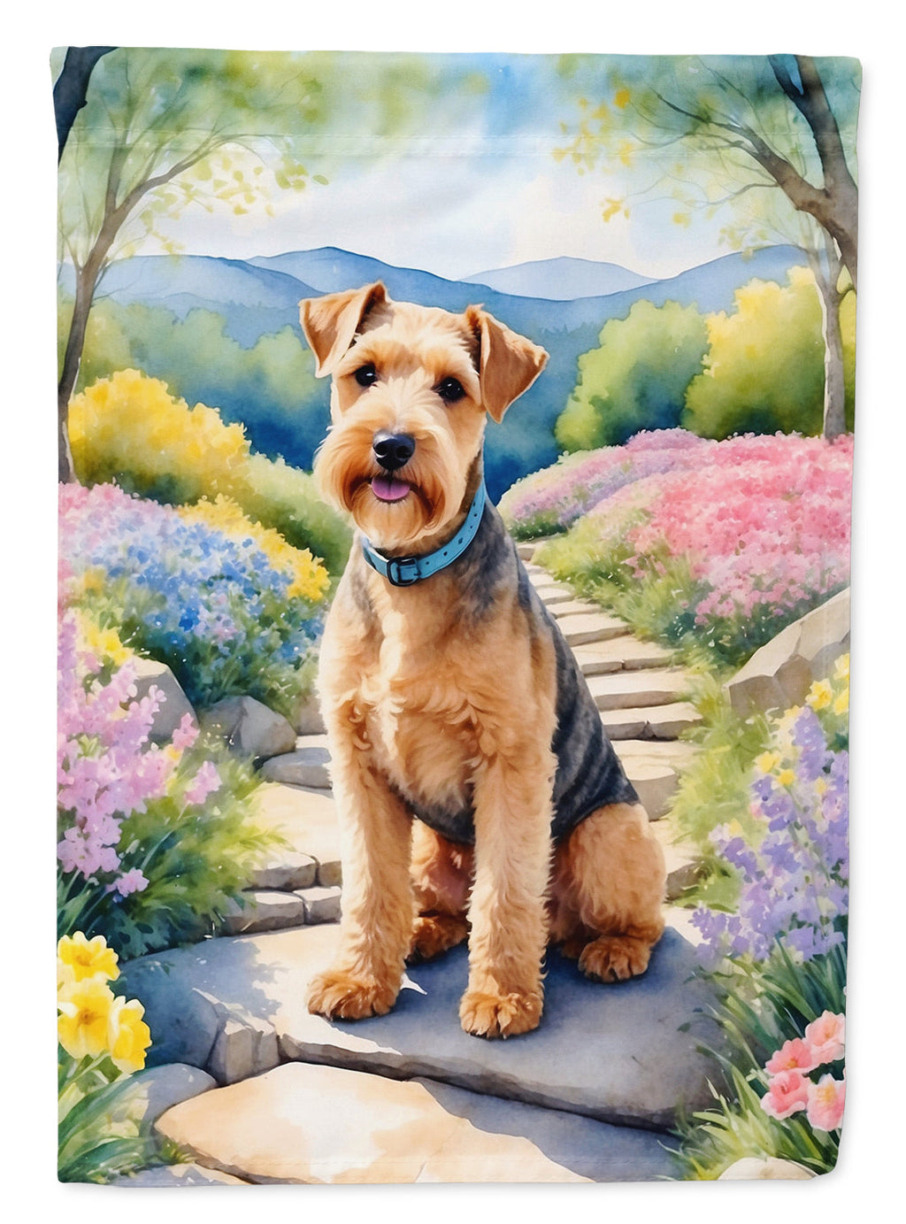 Lakeland Terrier Spring Path Garden Flag Mailbox Decorative Yard Banner Outside Patio Artwork for Flower Beds, Garden Size, Multicolor