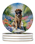 Leonberger Spring Path Large Sandstone Coasters Pack of 4 Absorbent Round Coasters Decor Gifts for Men or Women, 4 in, Multicolor