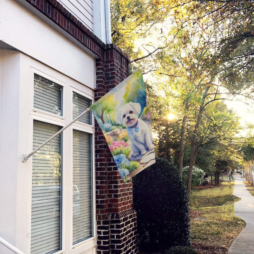 Maltese Spring Path House Flag 28x40 Porch Sleeve Pole Decorative Outside Yard Banner Artwork Wall Hanging, Polyester