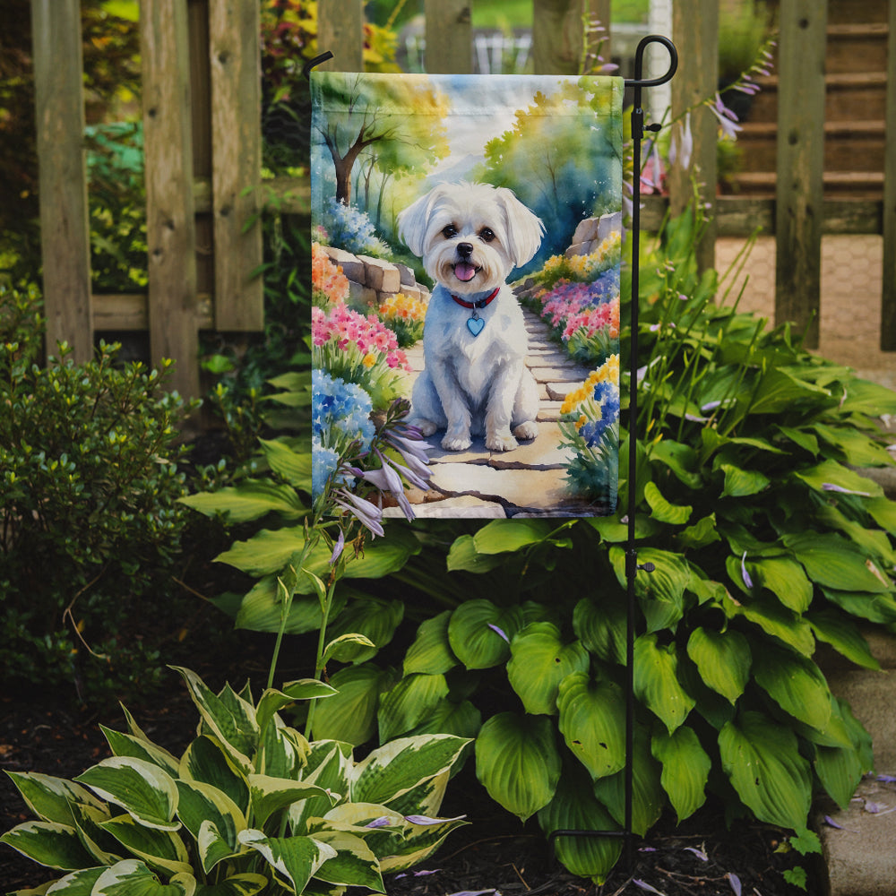Maltese Spring Path Garden Flag Mailbox Decorative Yard Banner Outside Patio Artwork for Flower Beds, Garden Size, Multicolor