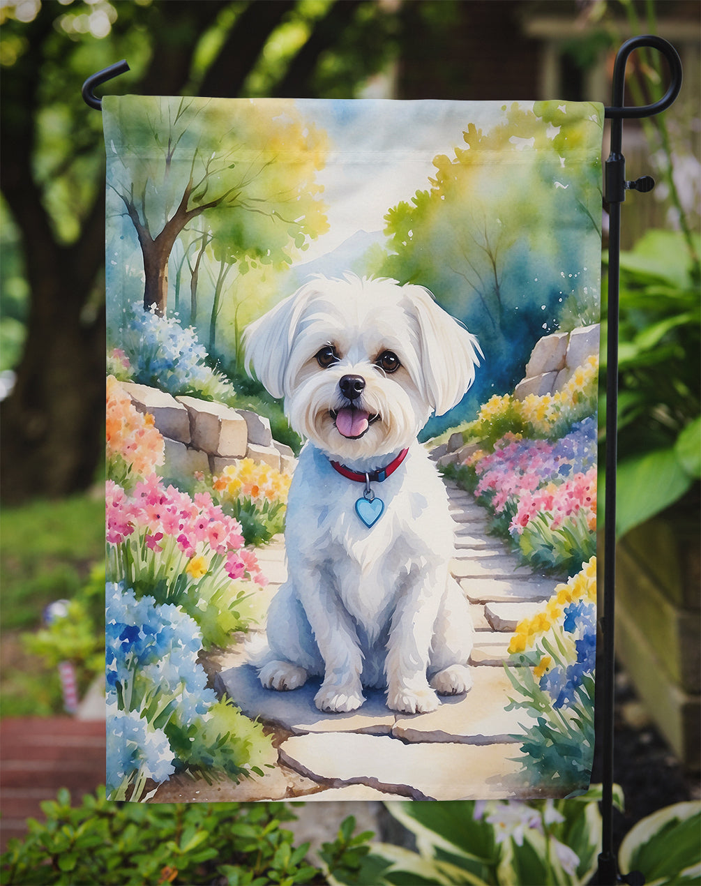 Maltese Spring Path Garden Flag Mailbox Decorative Yard Banner Outside Patio Artwork for Flower Beds, Garden Size, Multicolor