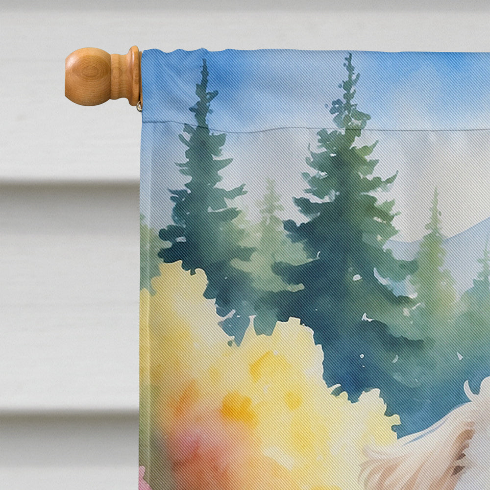 Maltipoo Spring Path House Flag 28x40 Porch Sleeve Pole Decorative Outside Yard Banner Artwork Wall Hanging, Polyester