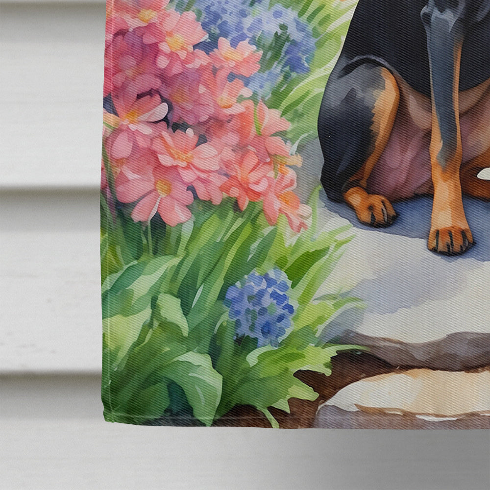 Manchester Terrier Spring Path House Flag 28x40 Porch Sleeve Pole Decorative Outside Yard Banner Artwork Wall Hanging, Polyester