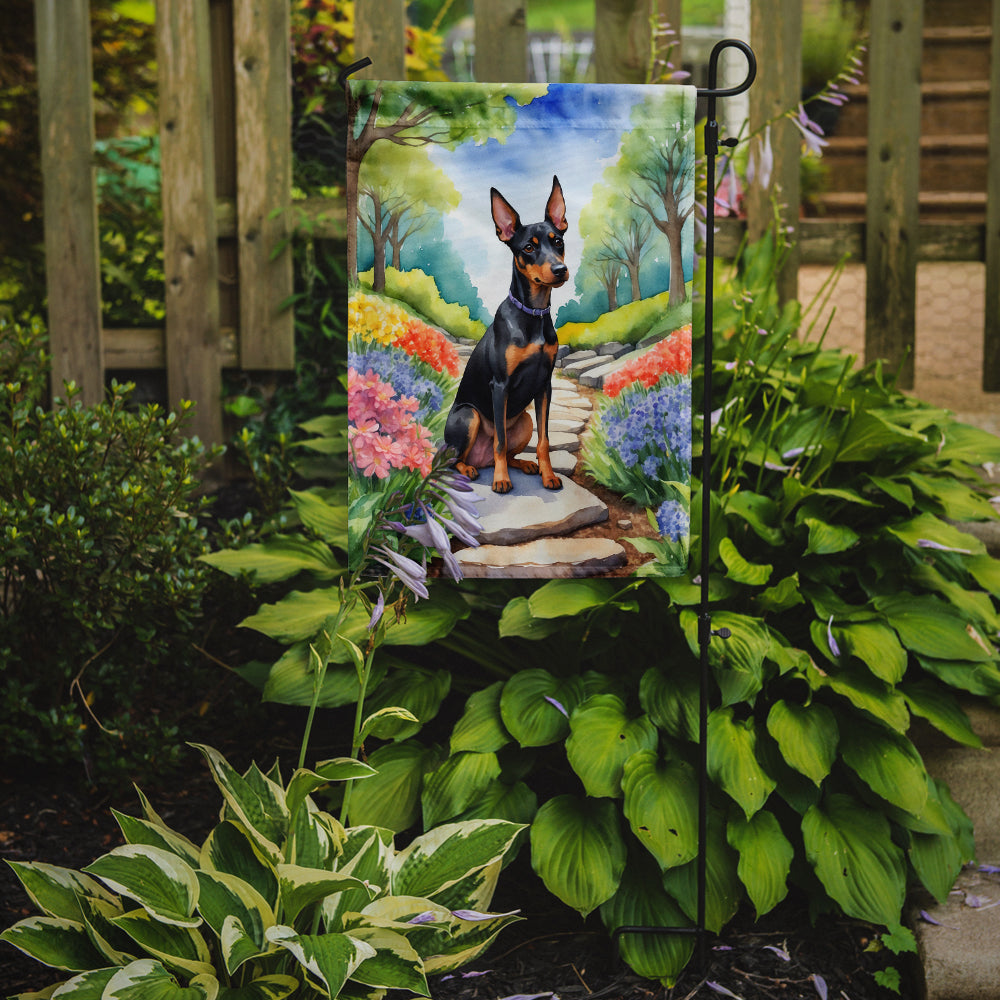 Manchester Terrier Spring Path Garden Flag Mailbox Decorative Yard Banner Outside Patio Artwork for Flower Beds, Garden Size, Multicolor