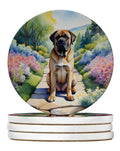 Mastiff Spring Path Large Sandstone Coasters Pack of 4 Absorbent Round Coasters Decor Gifts for Men or Women, 4 in, Multicolor