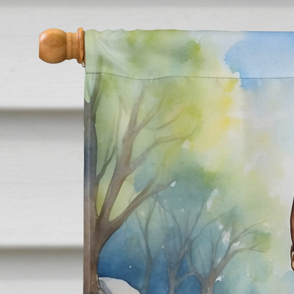 Miniature Pinscher Spring Path House Flag 28x40 Porch Sleeve Pole Decorative Outside Yard Banner Artwork Wall Hanging, Polyester
