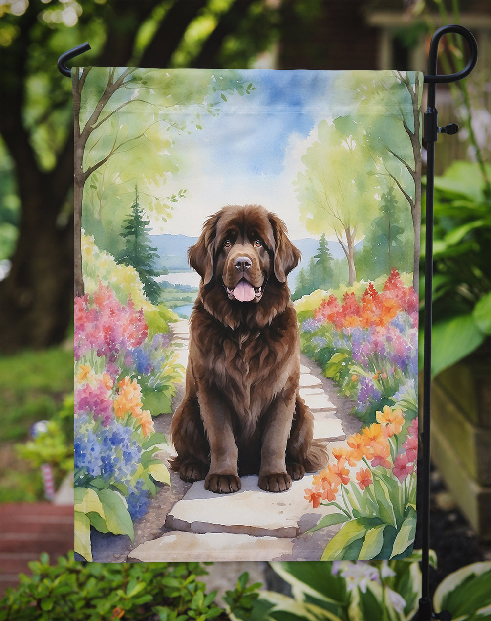 Newfoundland Spring Path Garden Flag Mailbox Decorative Yard Banner Outside Patio Artwork for Flower Beds, Garden Size, Multicolor