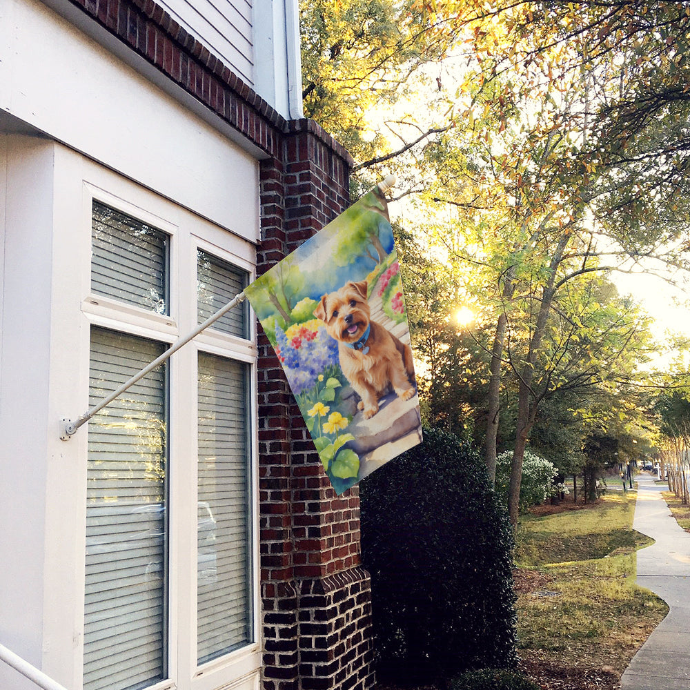 Norfolk Terrier Spring Path House Flag 28x40 Porch Sleeve Pole Decorative Outside Yard Banner Artwork Wall Hanging, Polyester