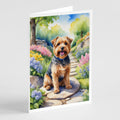 Norfolk Terrier Spring Path Greeting Cards Pack of 8 Blank Cards with Envelopes Whimsical A7 Size 5x7